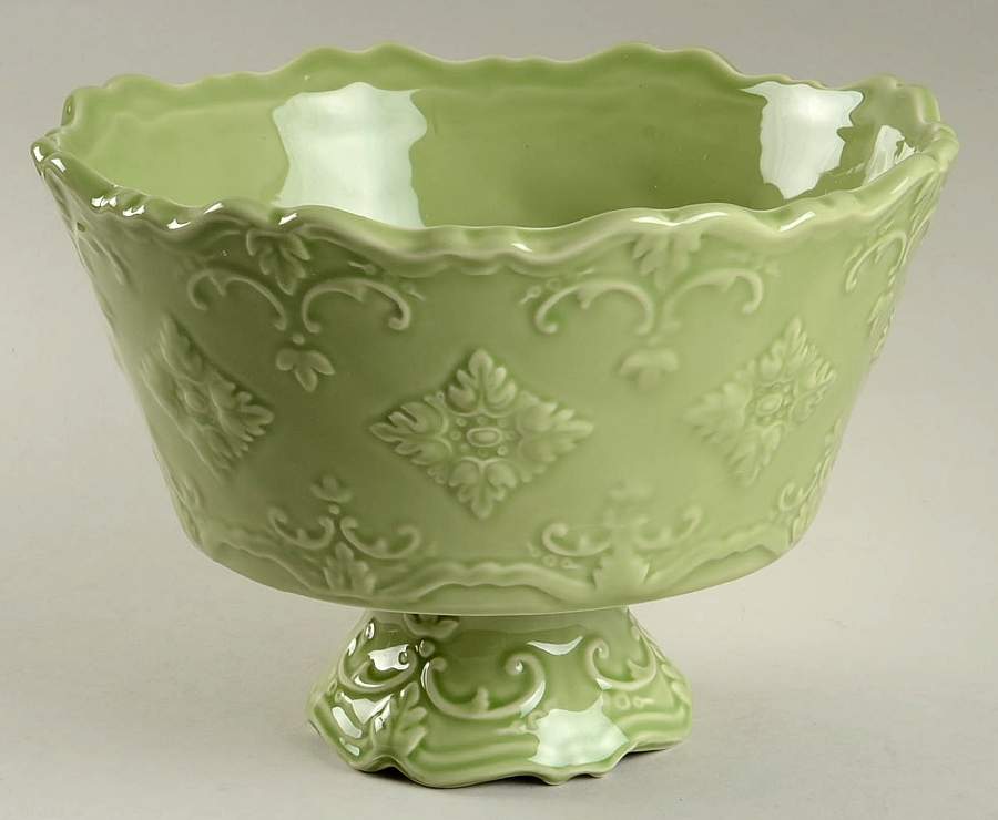 Fancy Scroll Green 9" Round Serving Bowl by Sweet Olive Designs-1