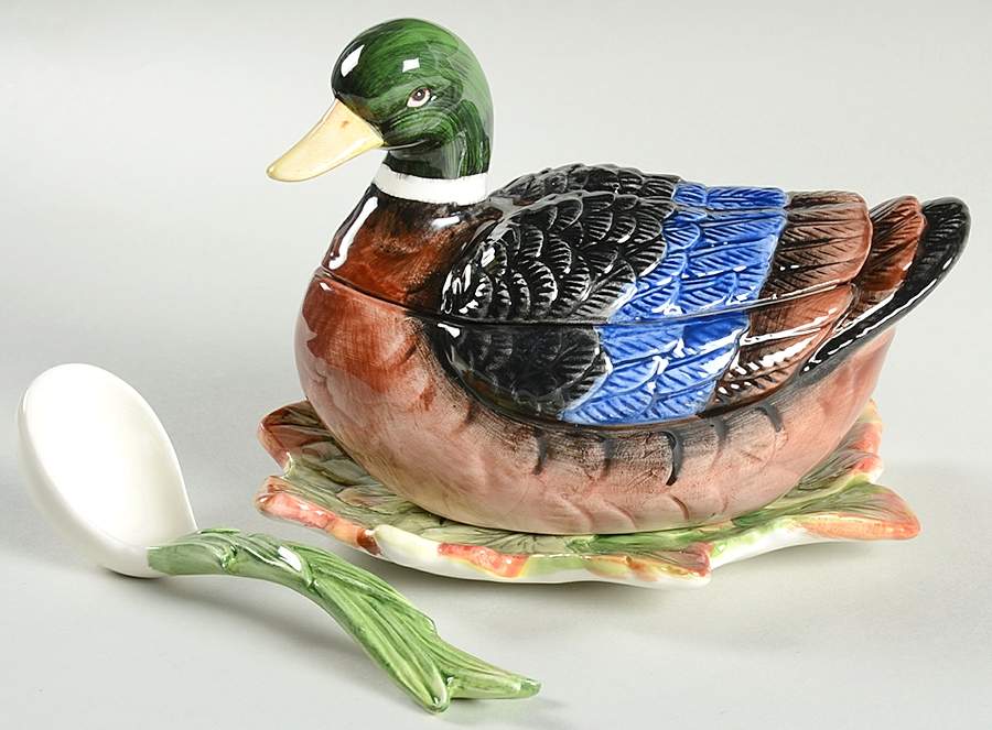 Harvest Figural Collection Gravy Boat & Underplate w/Lid & Ladle by Spode-1