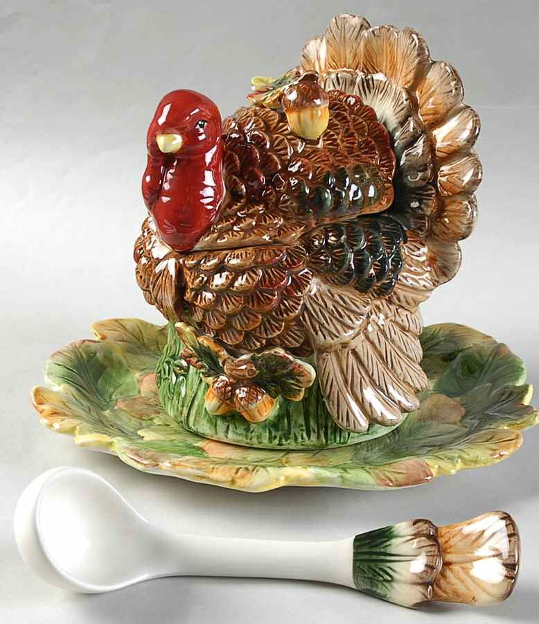 Harvest Figural Collection Gravy Boat & Underplate with Lid & Ladle by Spode-1