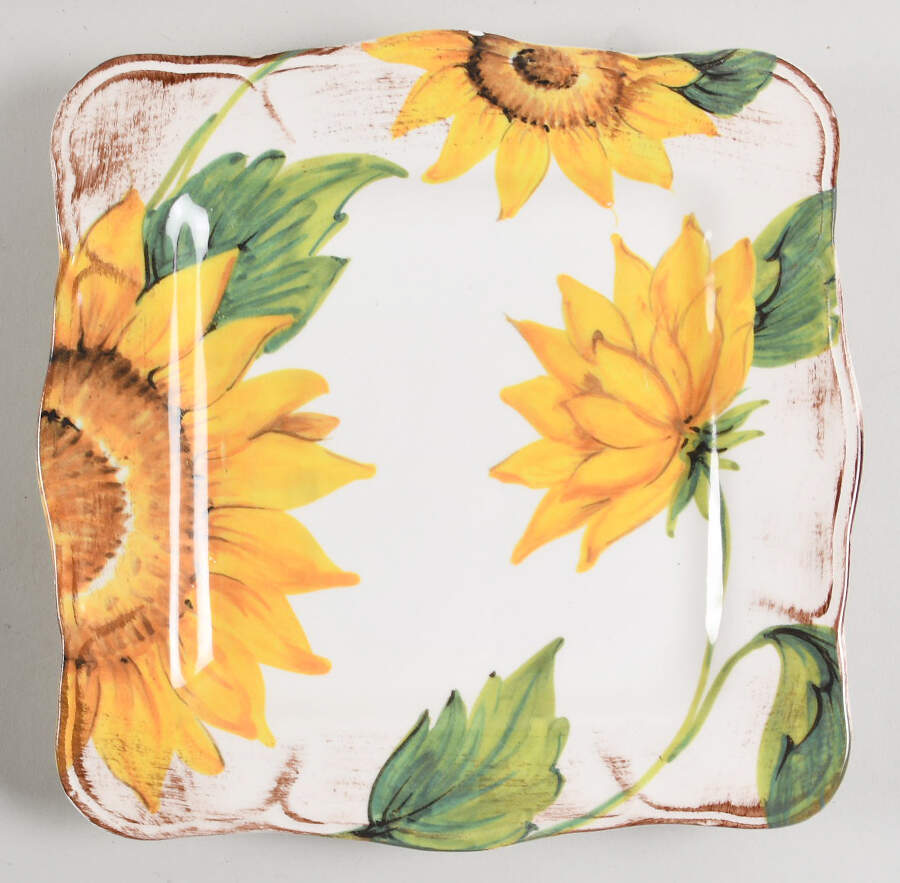 Tuscan Sunflower Square Salad Plate by Sur La Table-1