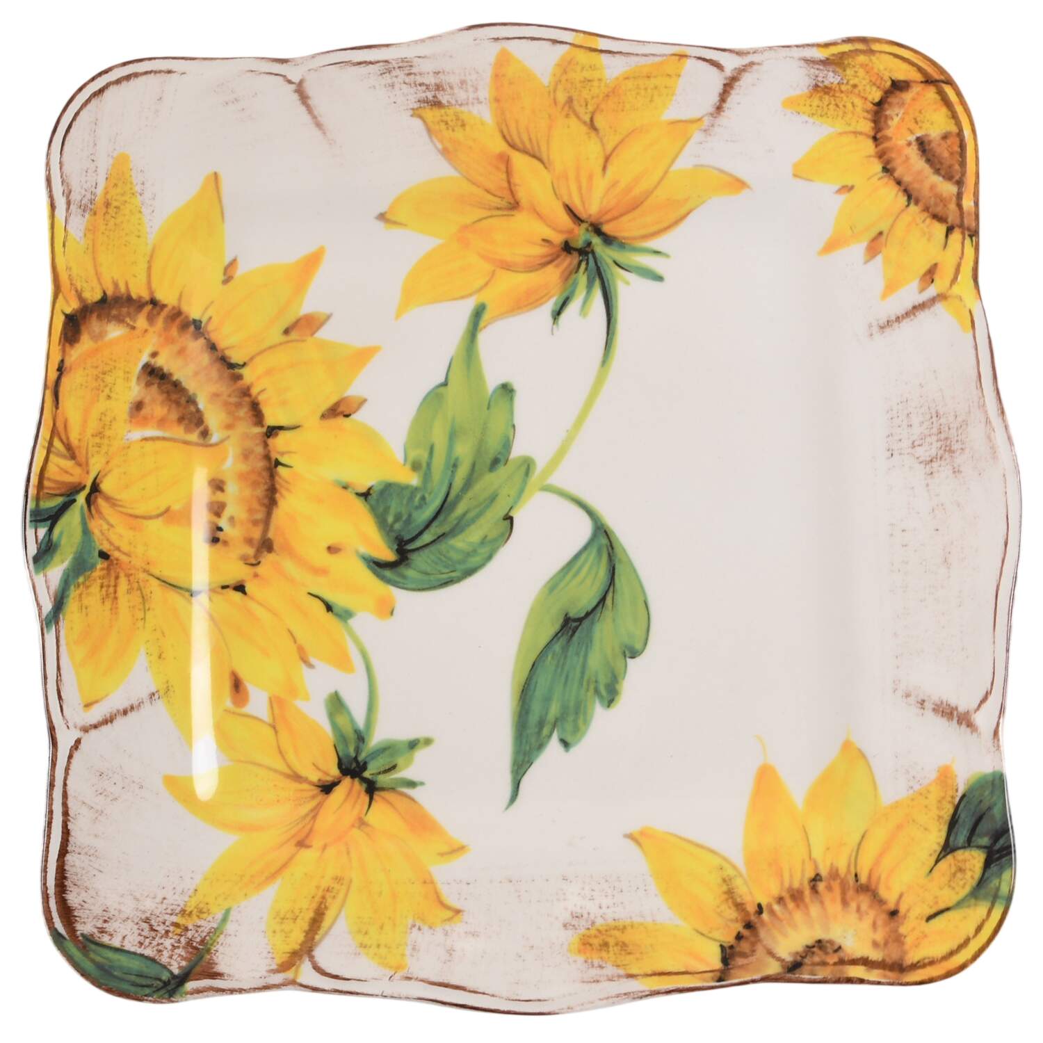 Tuscan Sunflower Square Dinner Plate by Sur La Table-1