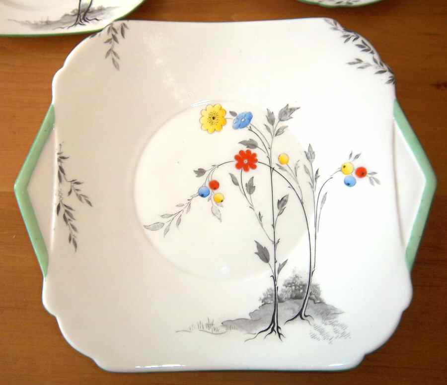 0214 Square Handled Cake Plate by Shelley-1