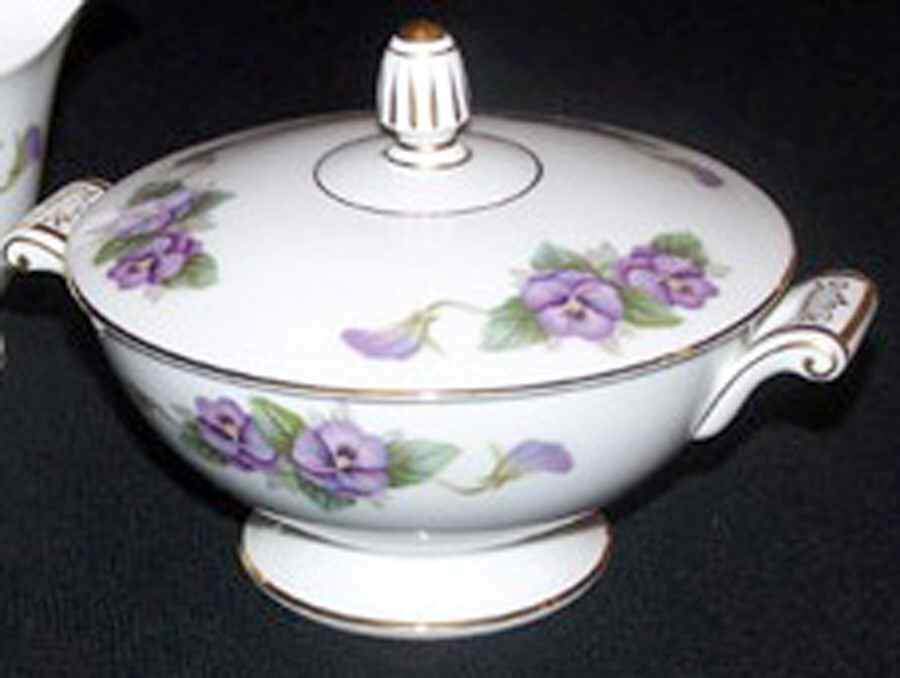 Pansy Sugar Bowl & Lid by Sango-1