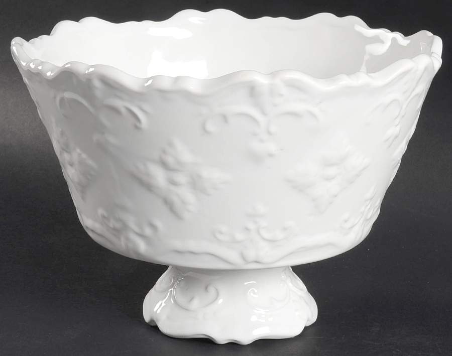 Fancy Scroll White 9" Round Serving Bowl by Sweet Olive Designs-1