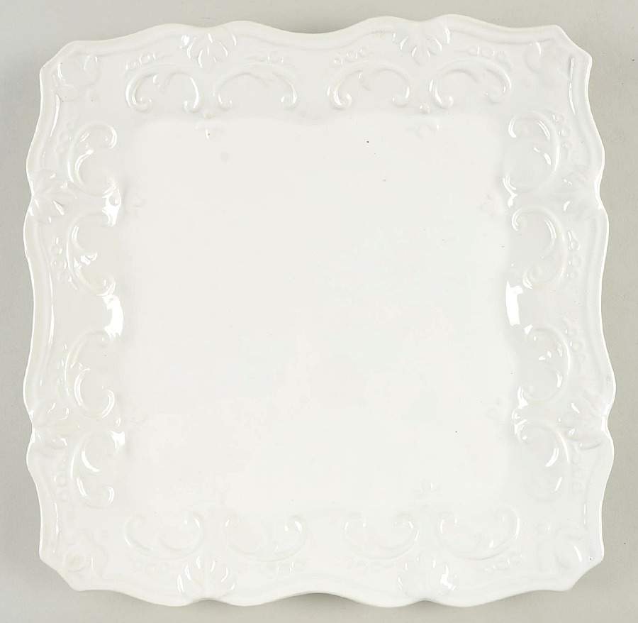 Fancy Scroll White 13" Square Chop Plate by Sweet Olive Designs-1