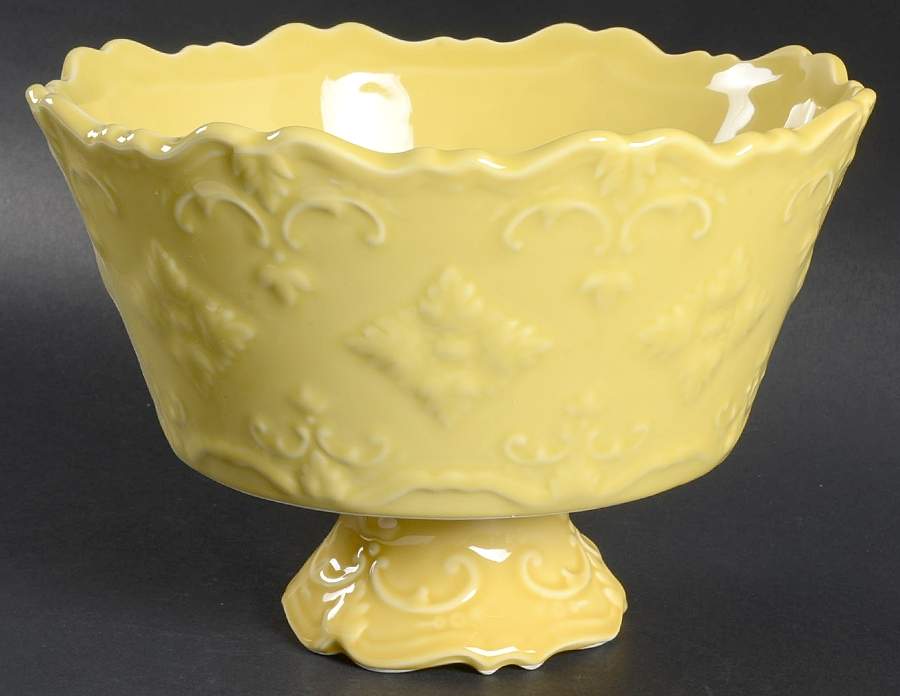 Fancy Scroll Antique Yellow 9" Round Serving Bowl by Sweet Olive Designs-1