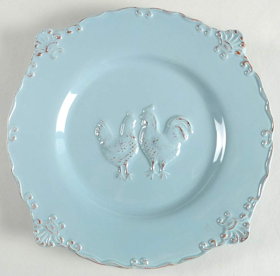 Embossed Rooster Antique Blue Salad Plate by Sweet Olive Designs-1