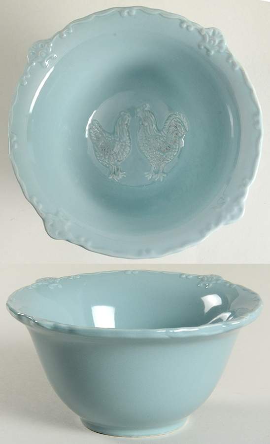 Embossed Rooster Antique Blue Soup/Cereal Bowl by Sweet Olive Designs-1
