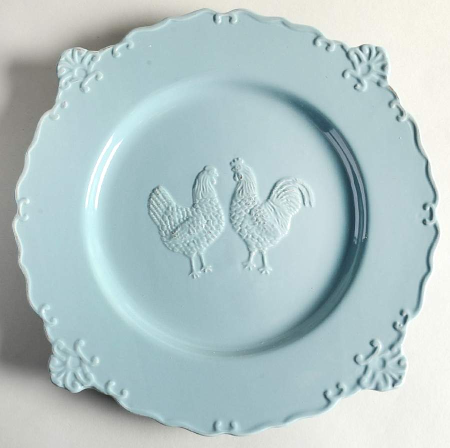 Embossed Rooster Antique Blue Dinner Plate by Sweet Olive Designs-1
