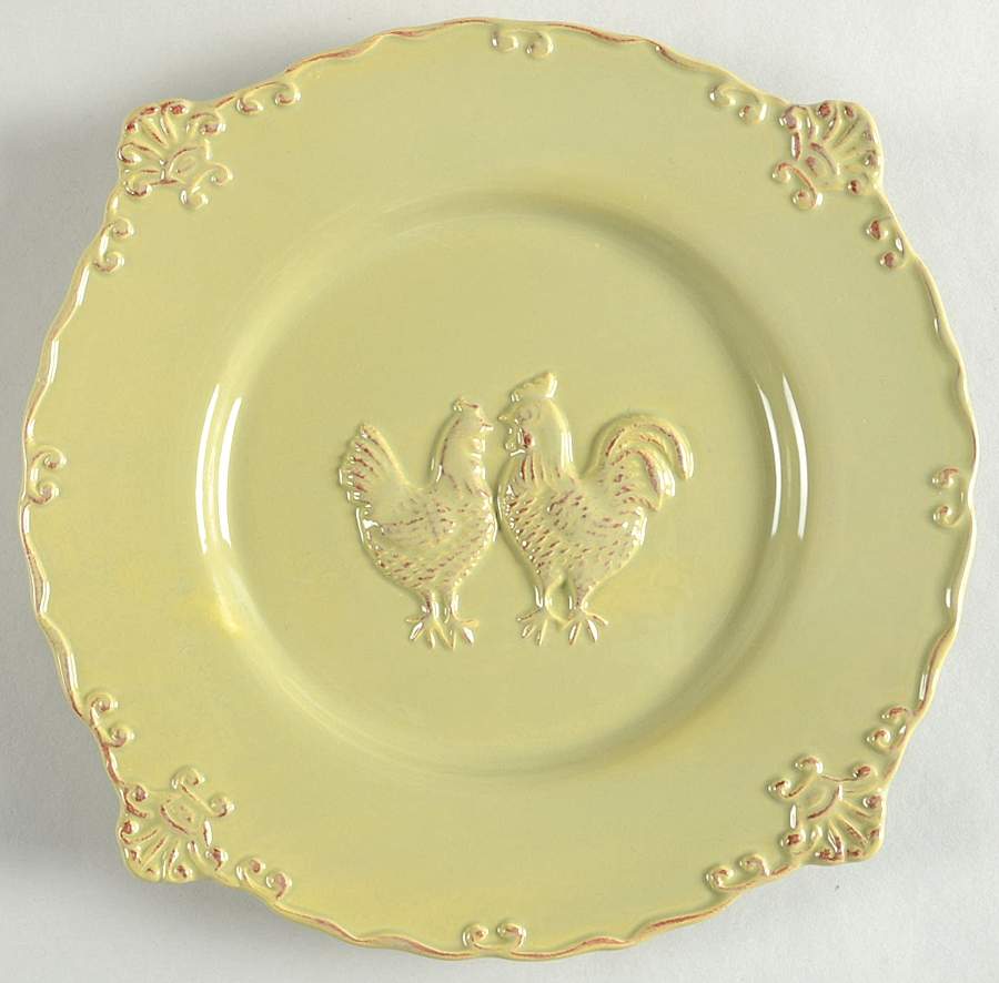 Embossed Rooster Antique Green Salad Plate by Sweet Olive Designs-1
