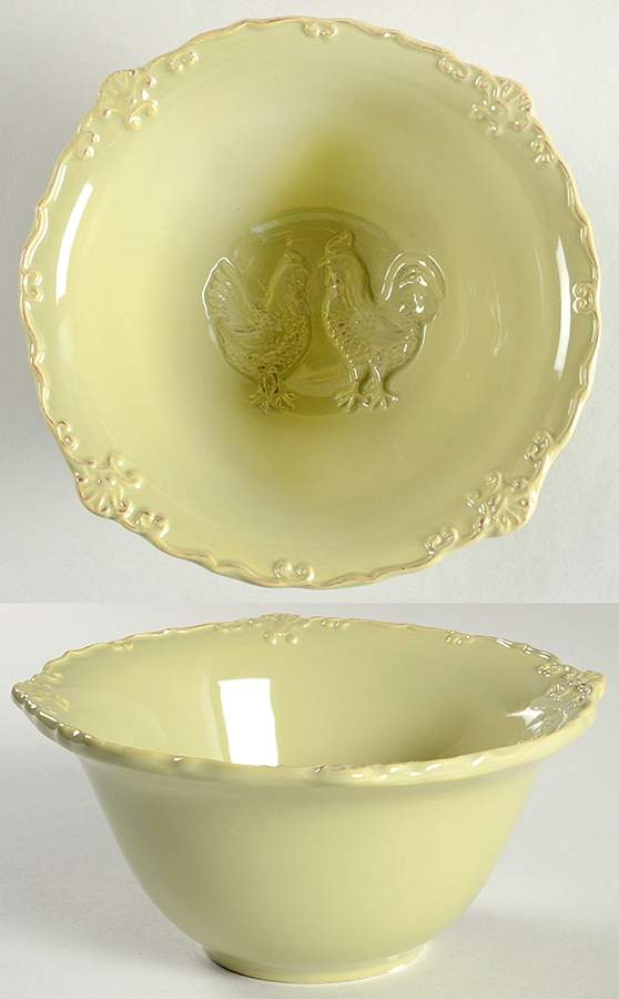 Embossed Rooster Antique Green Soup/Cereal Bowl by Sweet Olive Designs-1