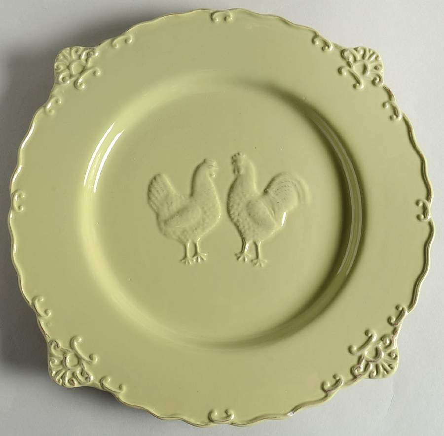 Embossed Rooster Antique Green Dinner Plate by Sweet Olive Designs-1
