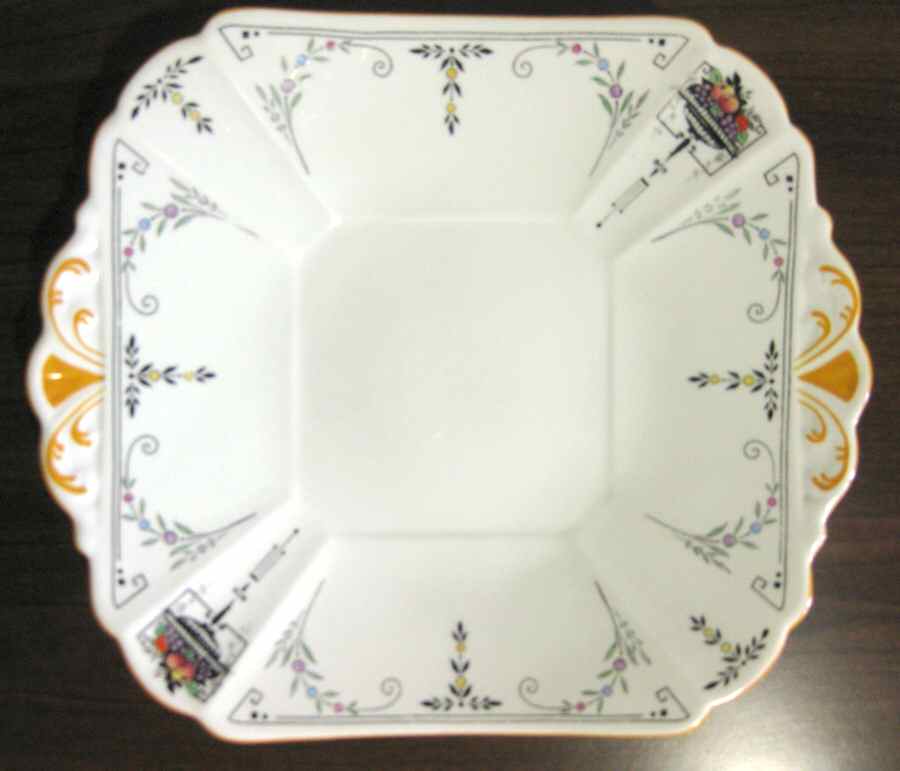 Bowl of Fruit Square Handled Cake Plate by Shelley-1