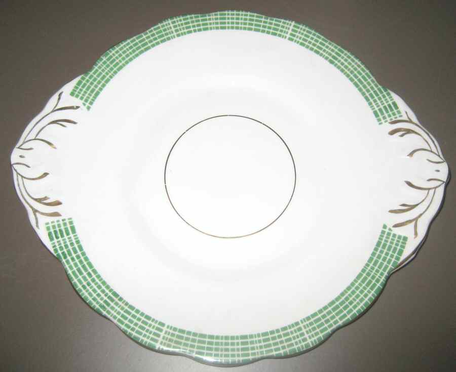 Tartan Green Handled Cake Plate by Salisbury-1