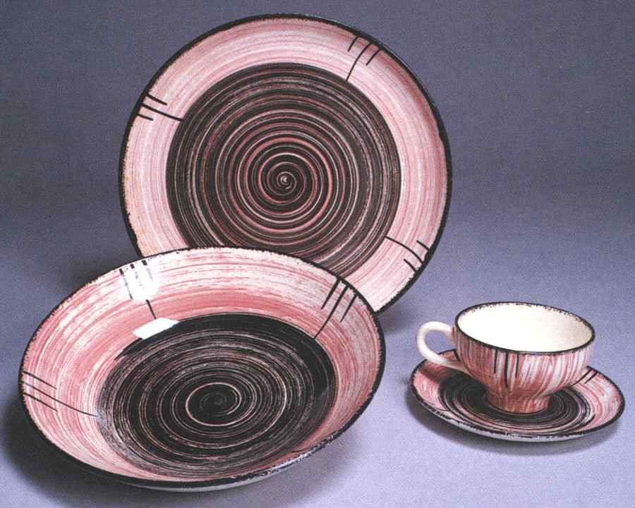 Whirlpool Pink and Black Dinner Plate by Stetson-1