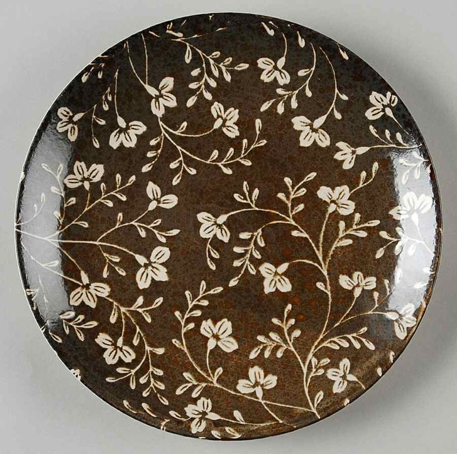 Fresh Flowers Black Salad Plate by Sango-1