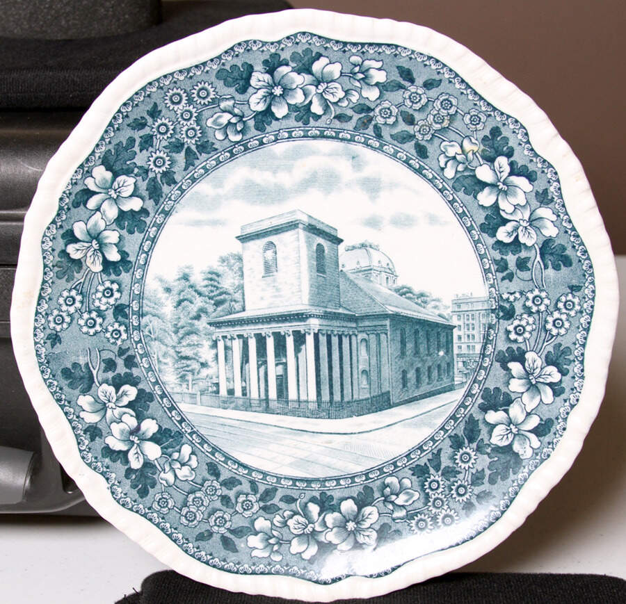Boston Scenes Blue Green Dinner Plate by Spode-1