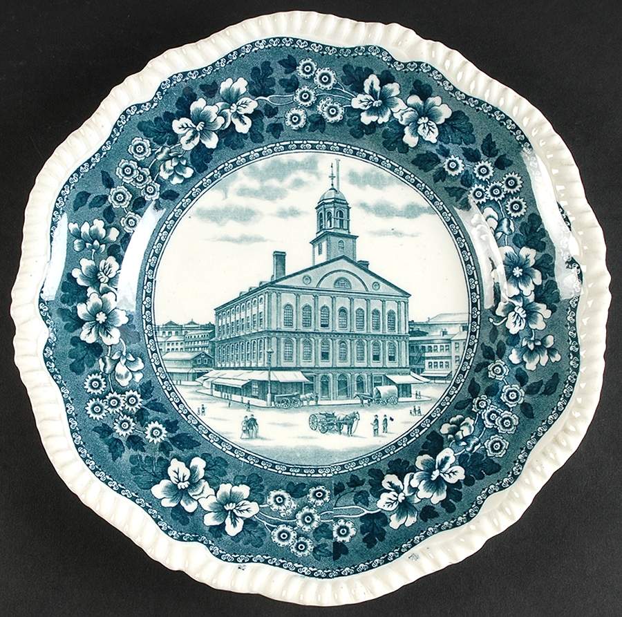 Boston Scenes Blue Green Dinner Plate by Spode-1
