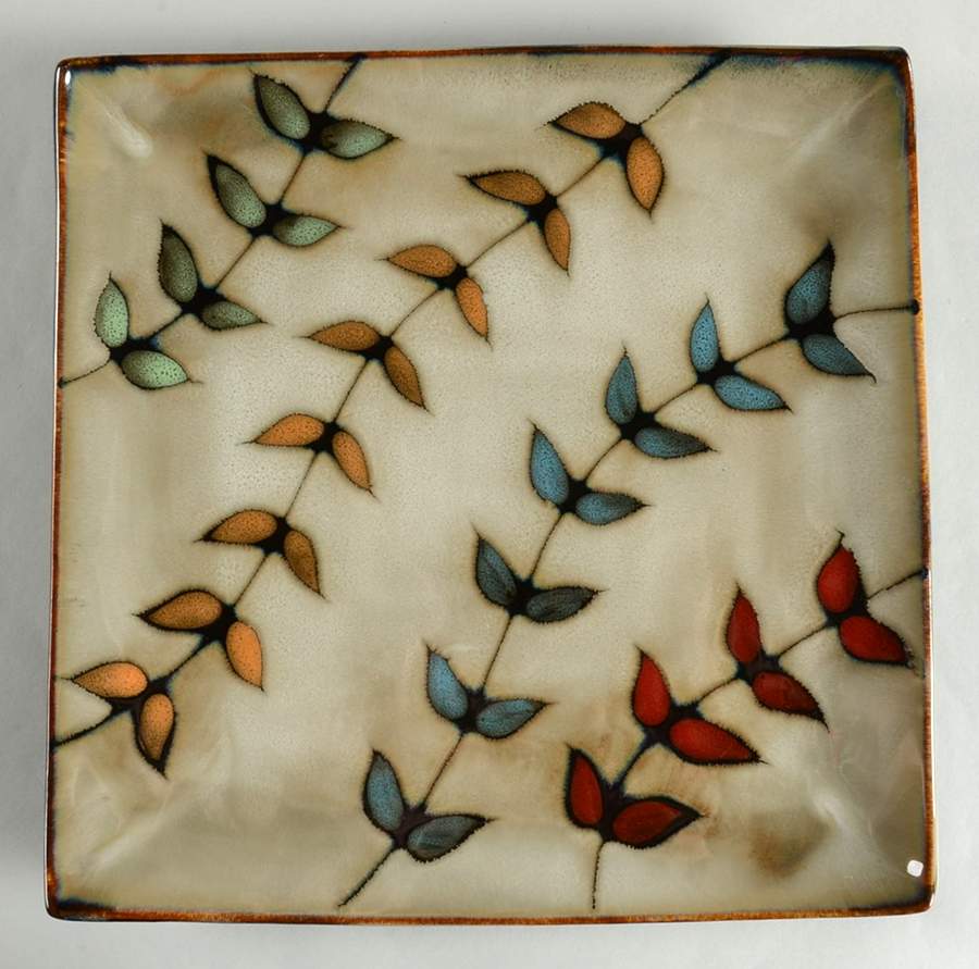 Flora Black Square Dinner Plate by Sango-1