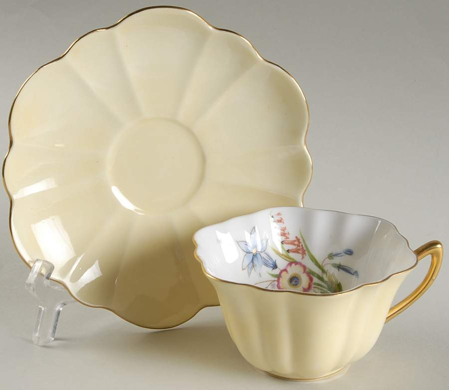 Wild Flowers (Stratford) Flat Cup & Saucer Set by Shelley-1
