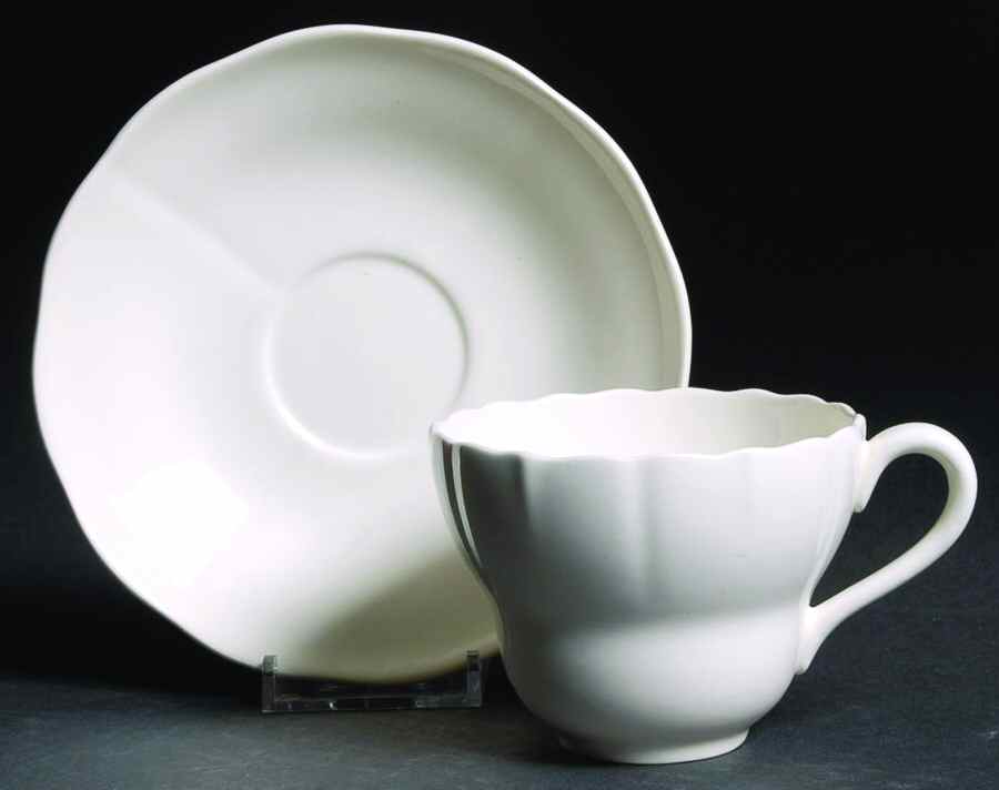 Marlborough White Flat Cup & Saucer Set by Spode-1