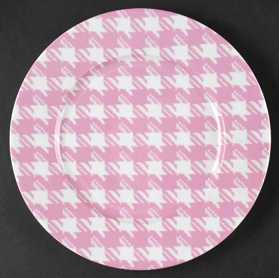 Houndstooth Pink Dinner Plate by Sabre-1
