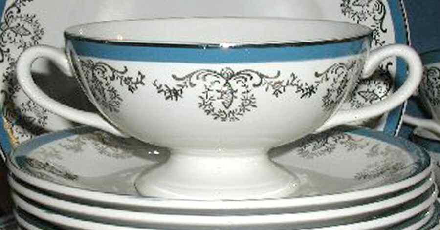 Broadway Footed Cream Soup Bowl & Saucer Set by Simpsons-1