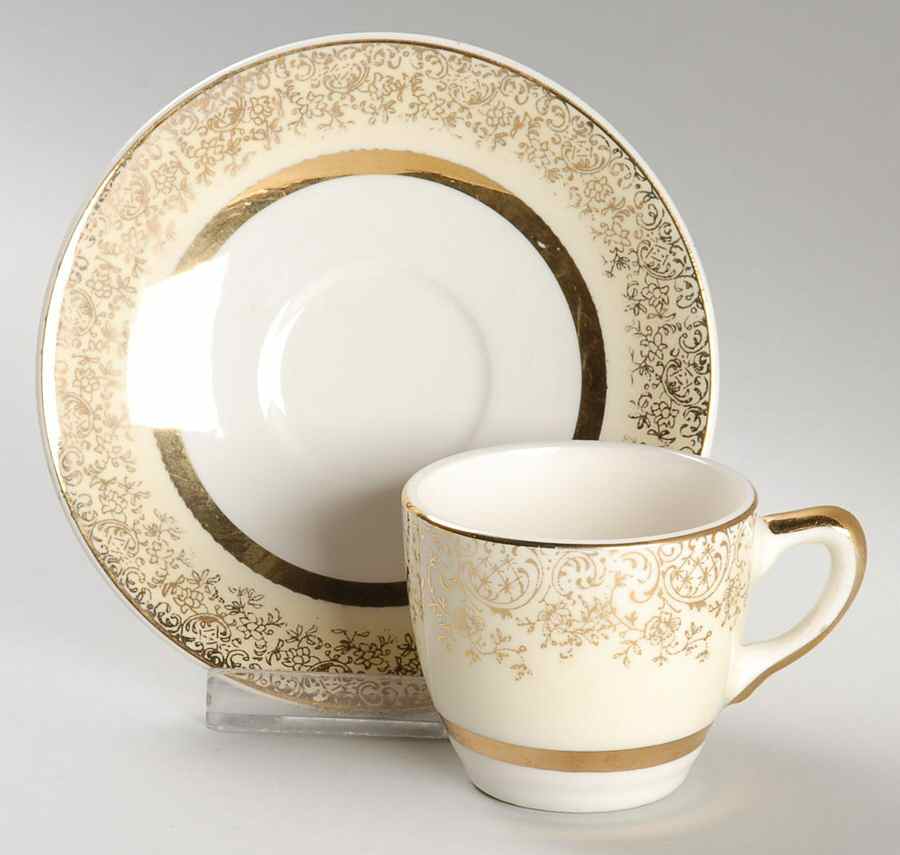 Aristocrat Cream Flat Demitasse Cup & Saucer Set by Salem-1
