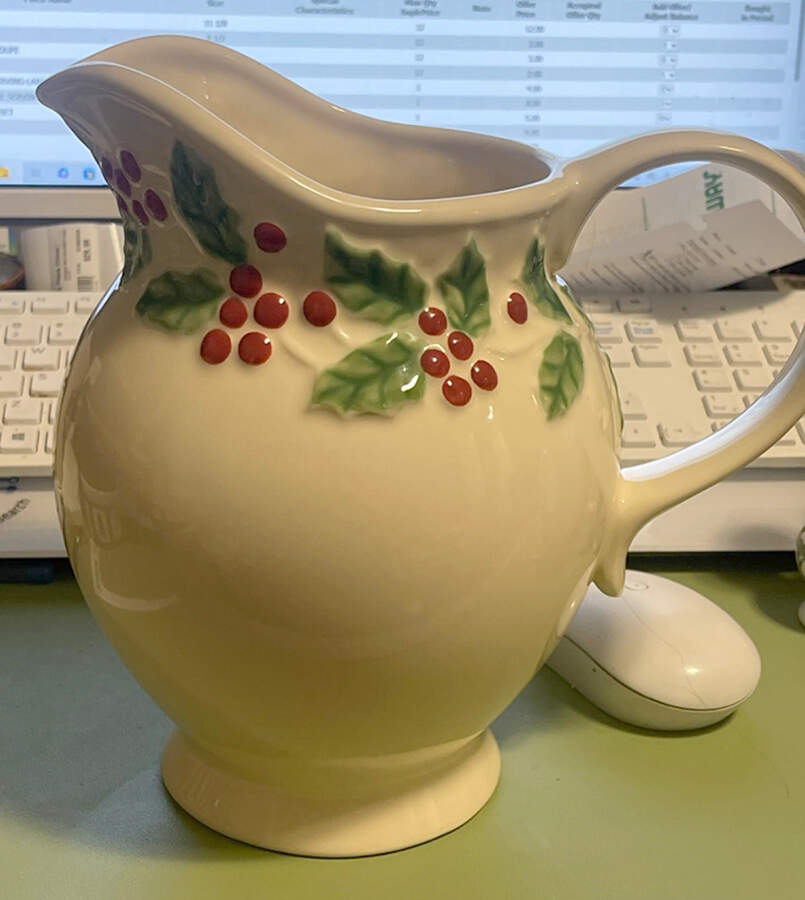 Holly & Berries Cream 96 Oz Pitcher by Sonoma Home-1