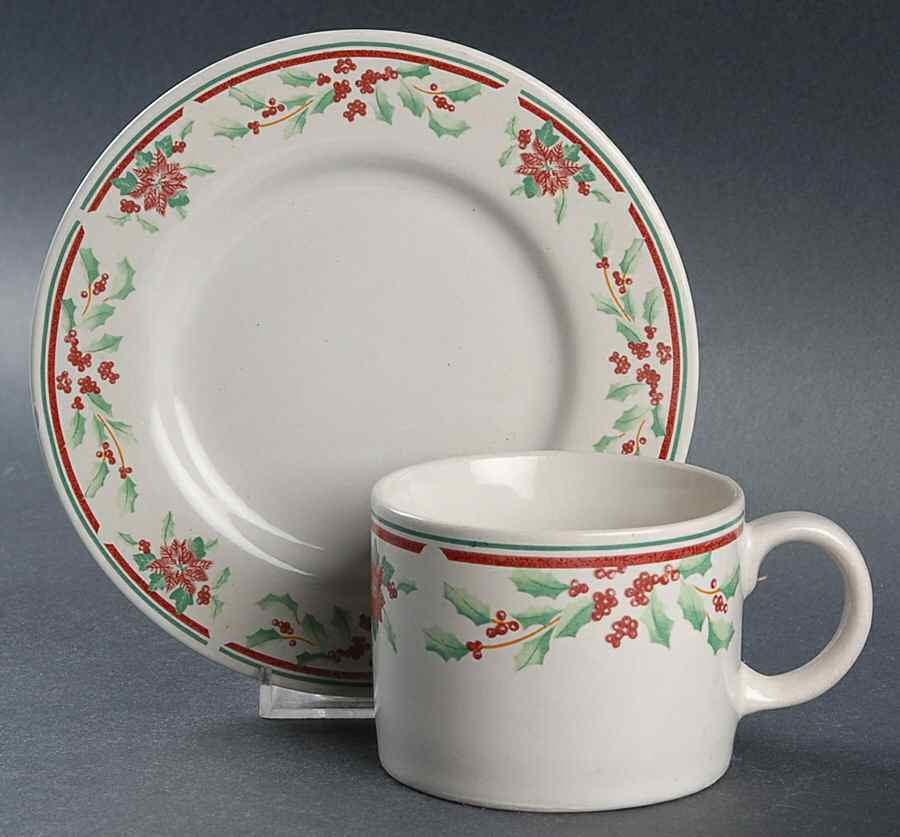 Poinsettia Delight Flat Cup & Saucer Set by Sakura-1