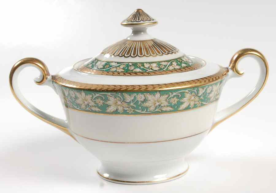 25110 Green Sugar Bowl & Lid by Schumann - Bavaria-1
