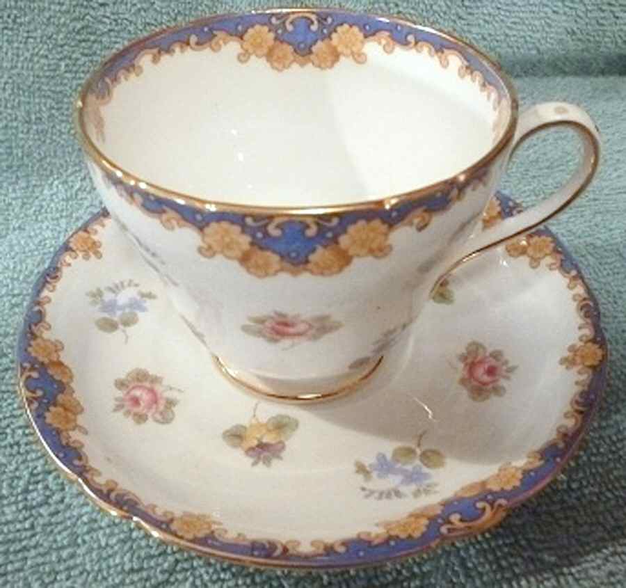 Roses, Pansies and Forget Me Nots Footed Cup & Saucer Set by Shelley-1