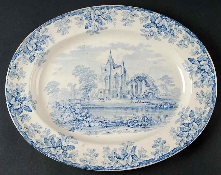 Acora Blue 15" Oval Serving Platter by Spode-1