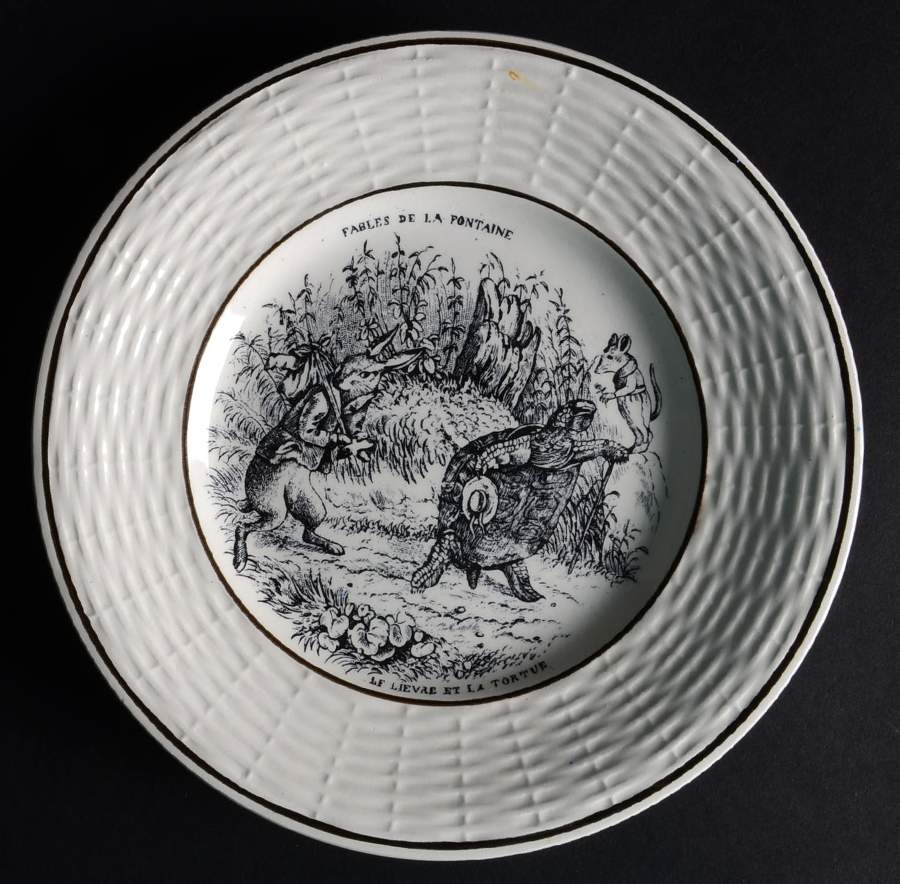 Fables de la Fontaine Black Bread & Butter Plate by Sarreguemines-1