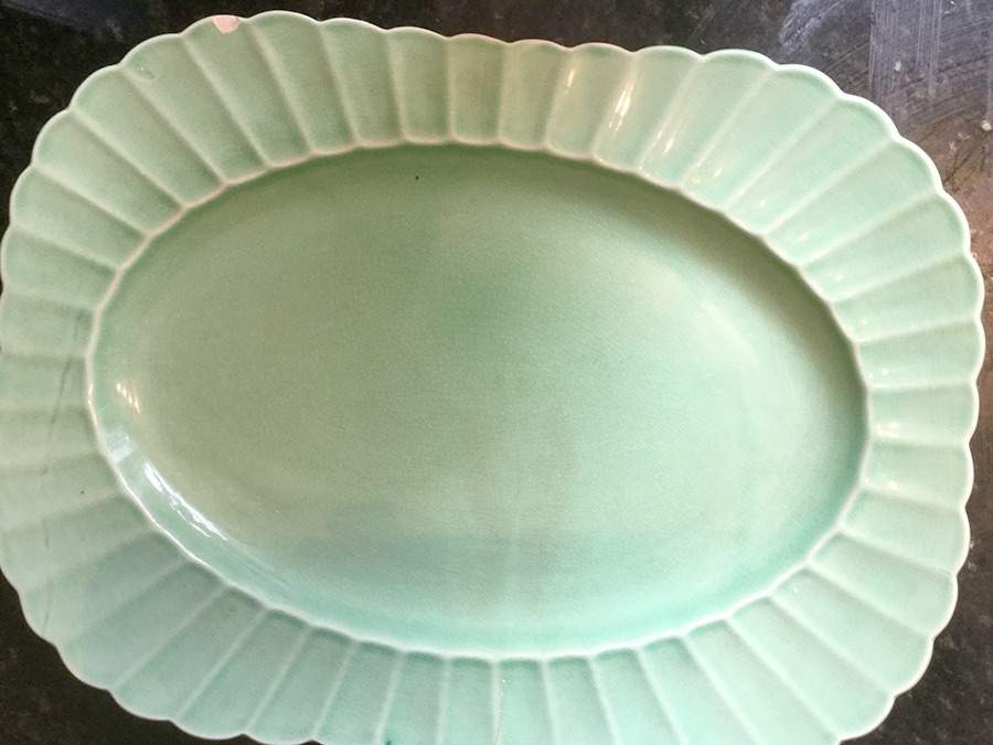 Doric Green (Jade) 12" Oval Serving Platter by Sebring Pottery-1