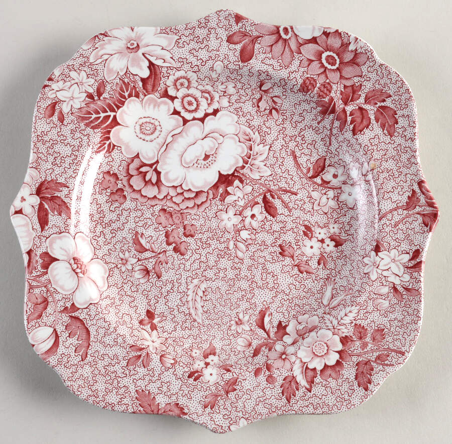 Primula Red Square Luncheon Plate by Spode-1