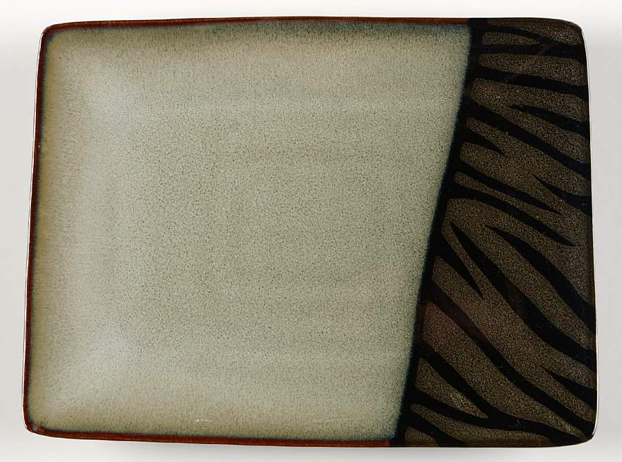 Safari Black Rectangular Salad Plate by Sango-1