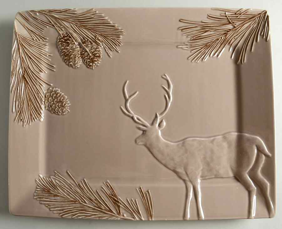 Winter Cabin 16" Rectangular Serving Platter by St Nicholas Square-1