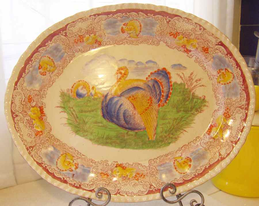 4343 Pink Multicolor 12" Oval Serving Platter by Staffordshire-1