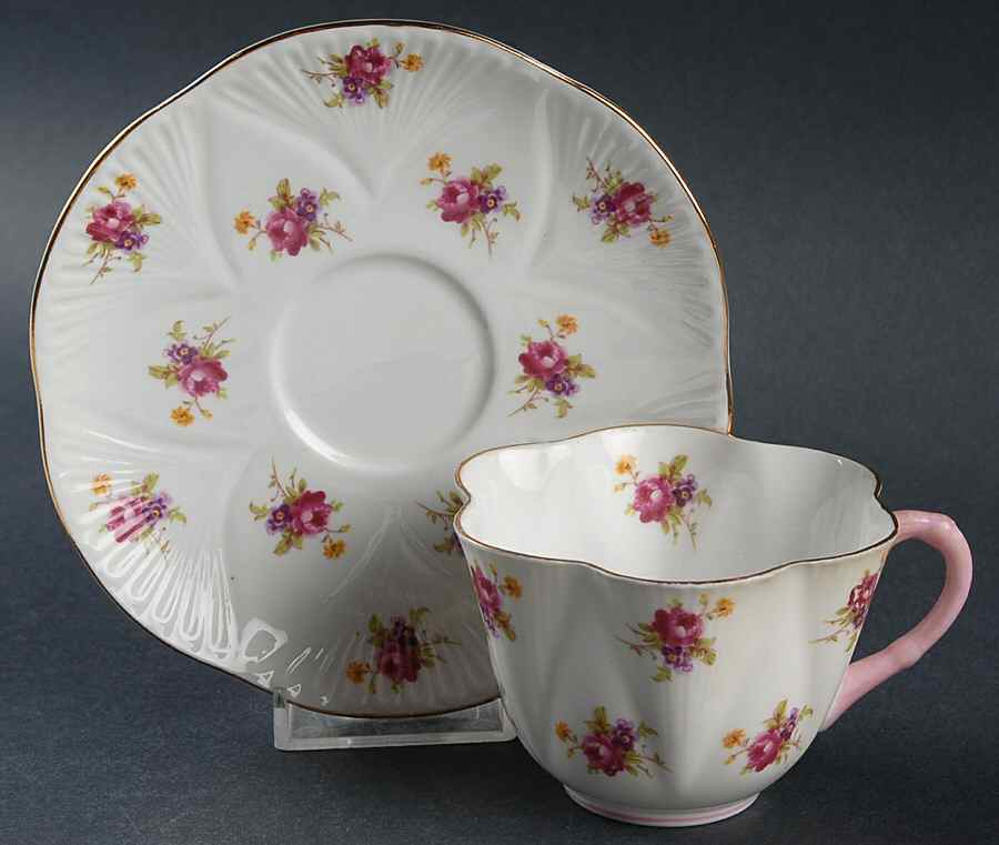 Rose Flat Cup & Saucer Set by Shelley-1