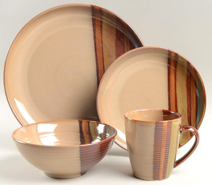 Alpha Brown 4 Piece Place Setting by Sango-1