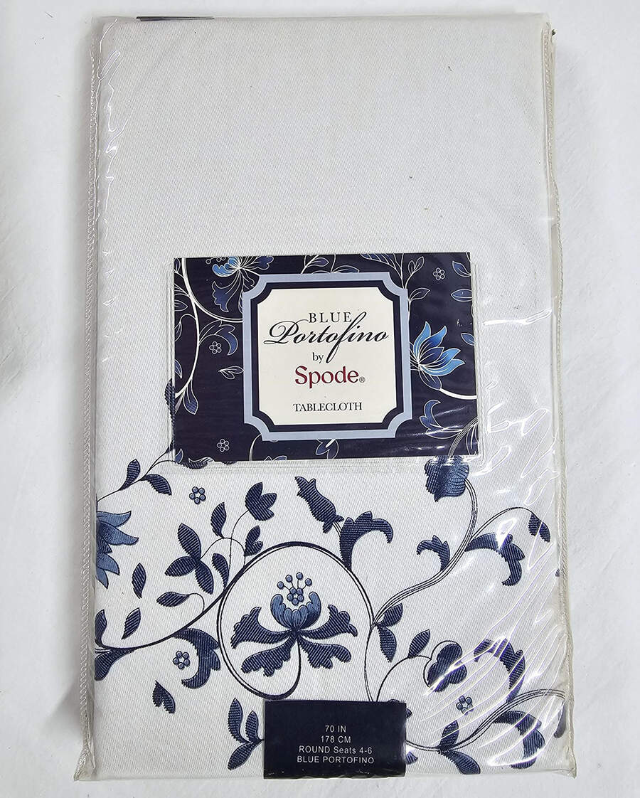 Blue Portofino 70" Round Tablecloth by Spode-1