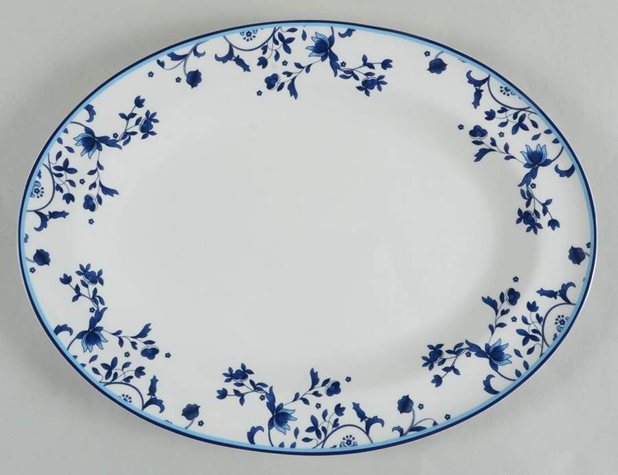 Blue Portofino 15" Oval Serving Platter by Spode-1