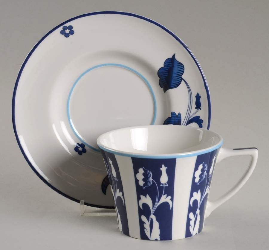 Blue Portofino Flat Cup & Saucer Set by Spode-1