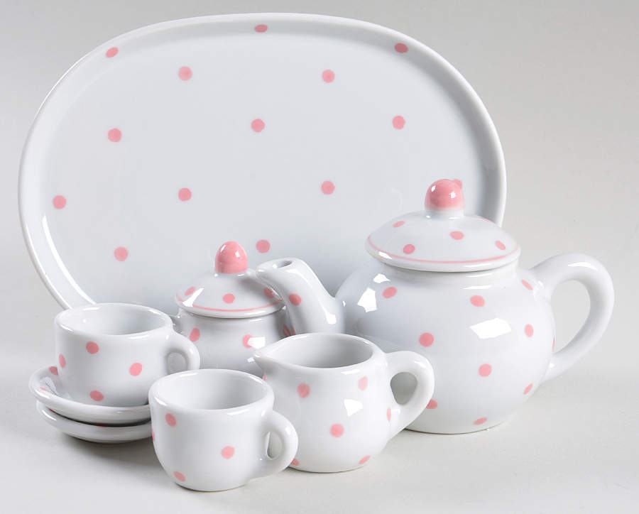 Pink Polka Dots 10 Piece Toy Tea Set by Sadek-1