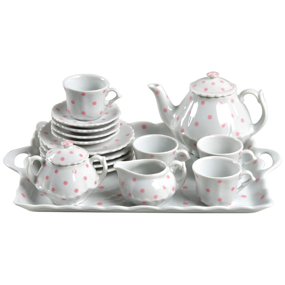 Pink Polka Dots (18 Piece) Child's Tea Set by Sadek-1