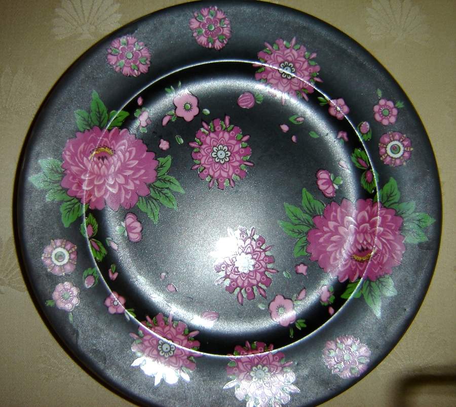 Jacobean (Black Background) Salad Plate by Shelley-1