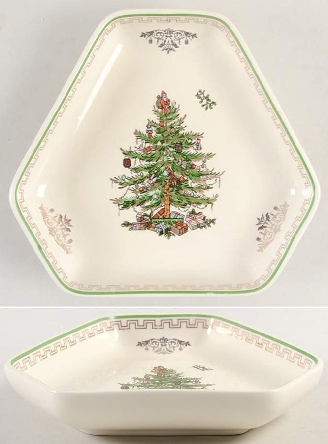 Christmas Tree Gold Collection Hexagonal Dish by Spode-1