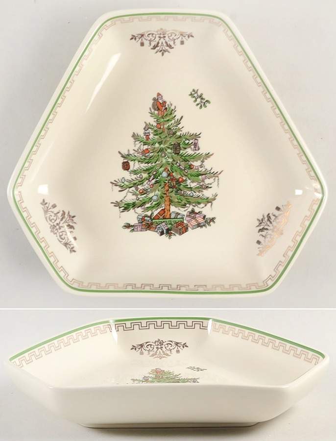 Christmas Tree Gold Collection Hexagonal Dish by Spode-1