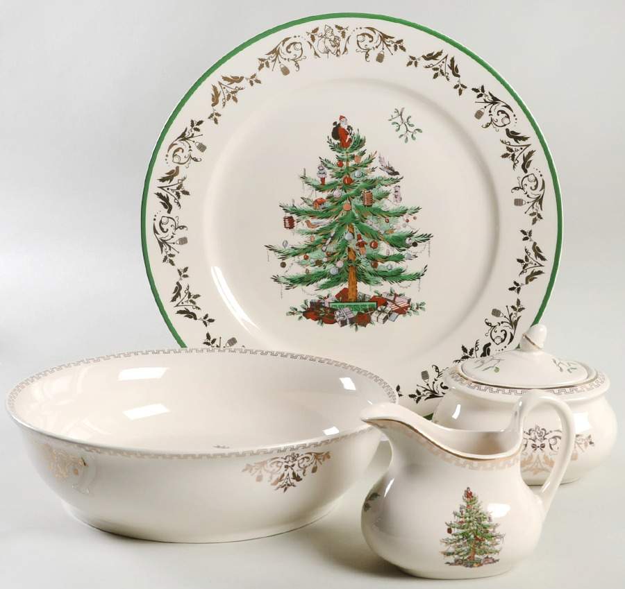 Christmas Tree Gold Collection 5 Piece Hostess Set by Spode-1